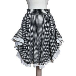 Vtg Chaus Sport Black White Gingham Skirt 10 Prairie Boho Rockabilly Cottagecore